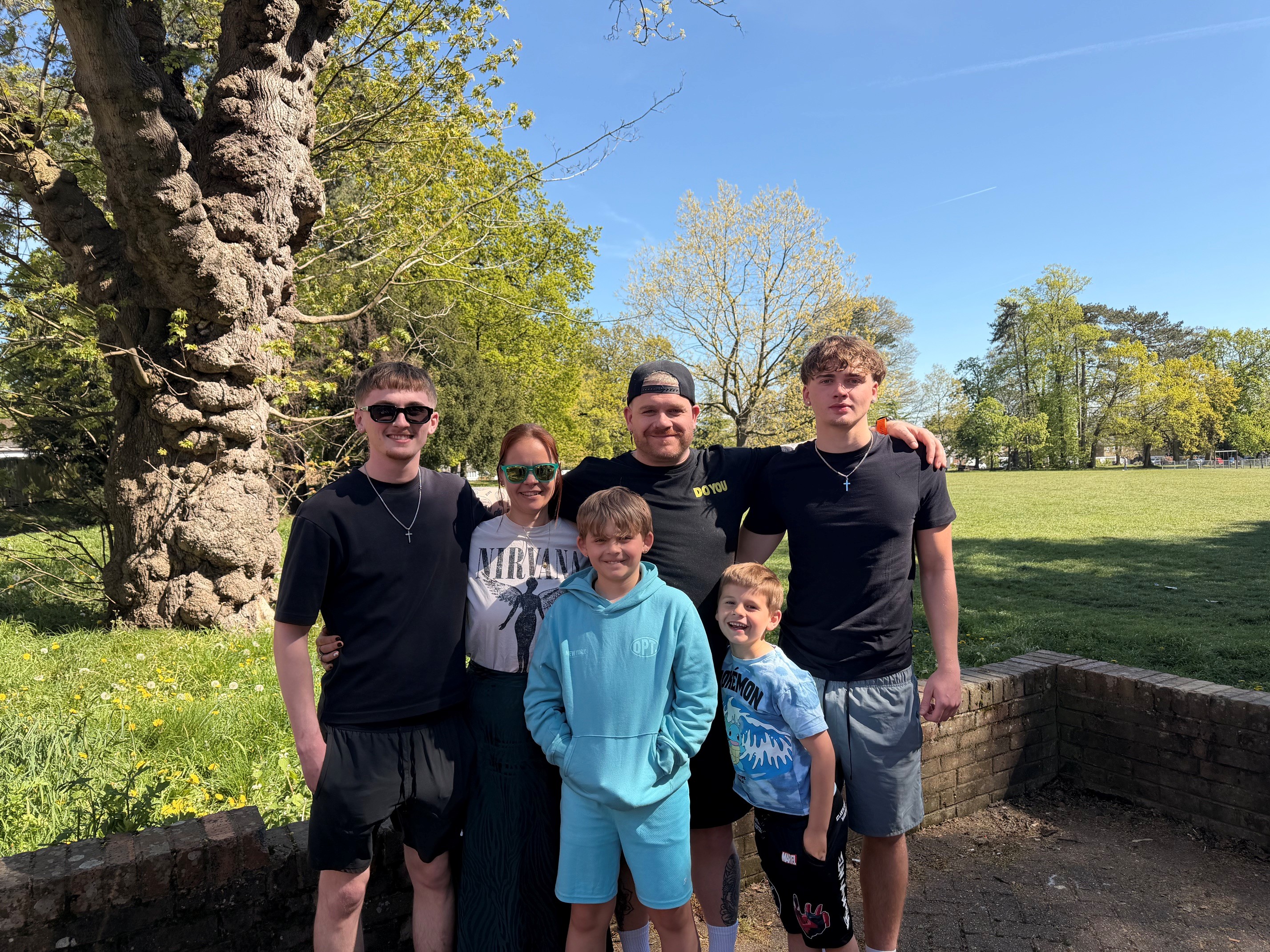 Damian with his wife and four sons (credit: Damian Knowles)
