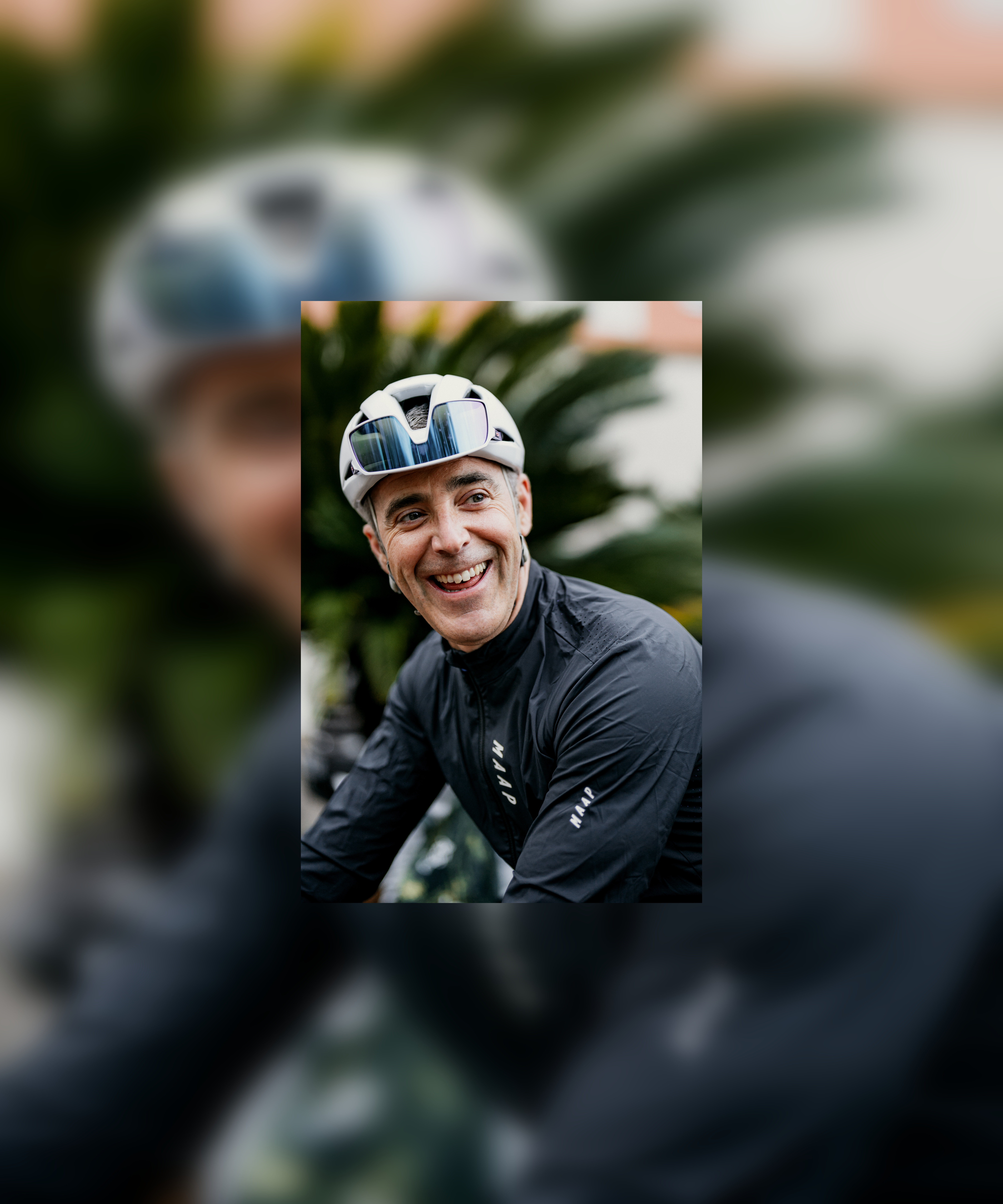 dan dale wearing a bike helmet and sports clothing, smiling