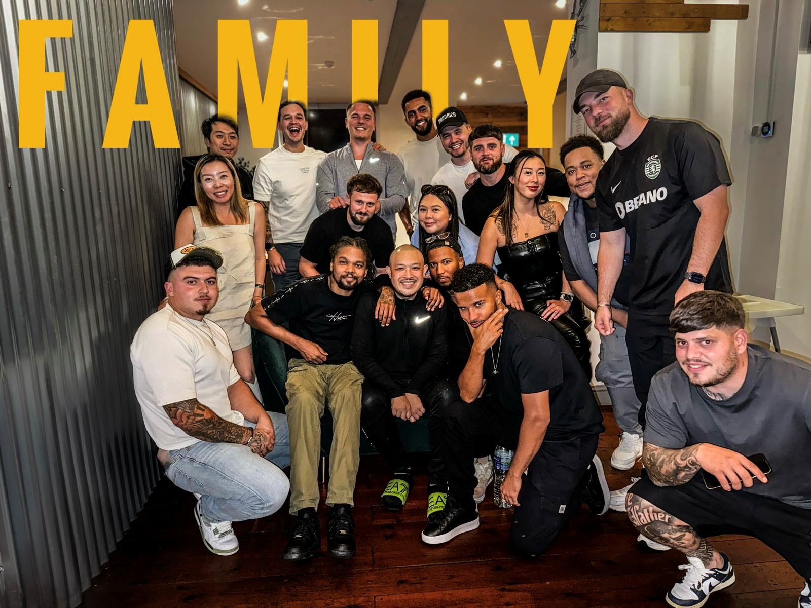 Danny (centre front) surrounded by his friends (credit: Dylan Peakall)