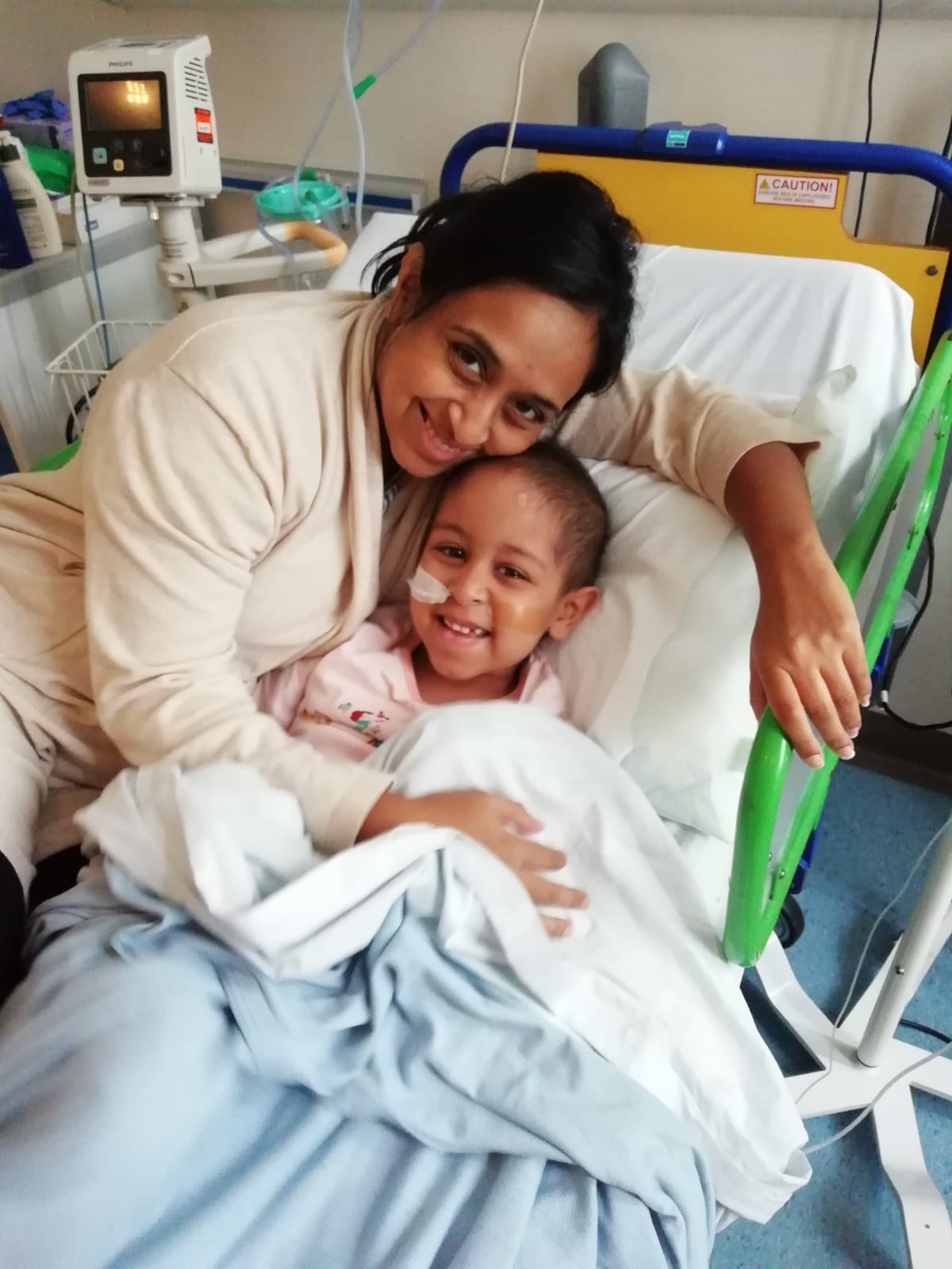 Kaiya in hospital with Annu (credit: Annu Patel)