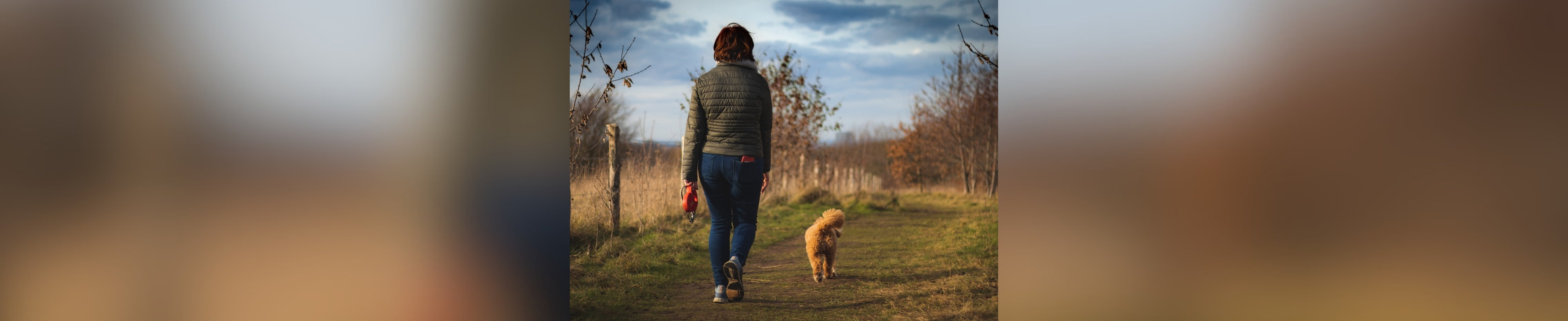 Woman walking her dog