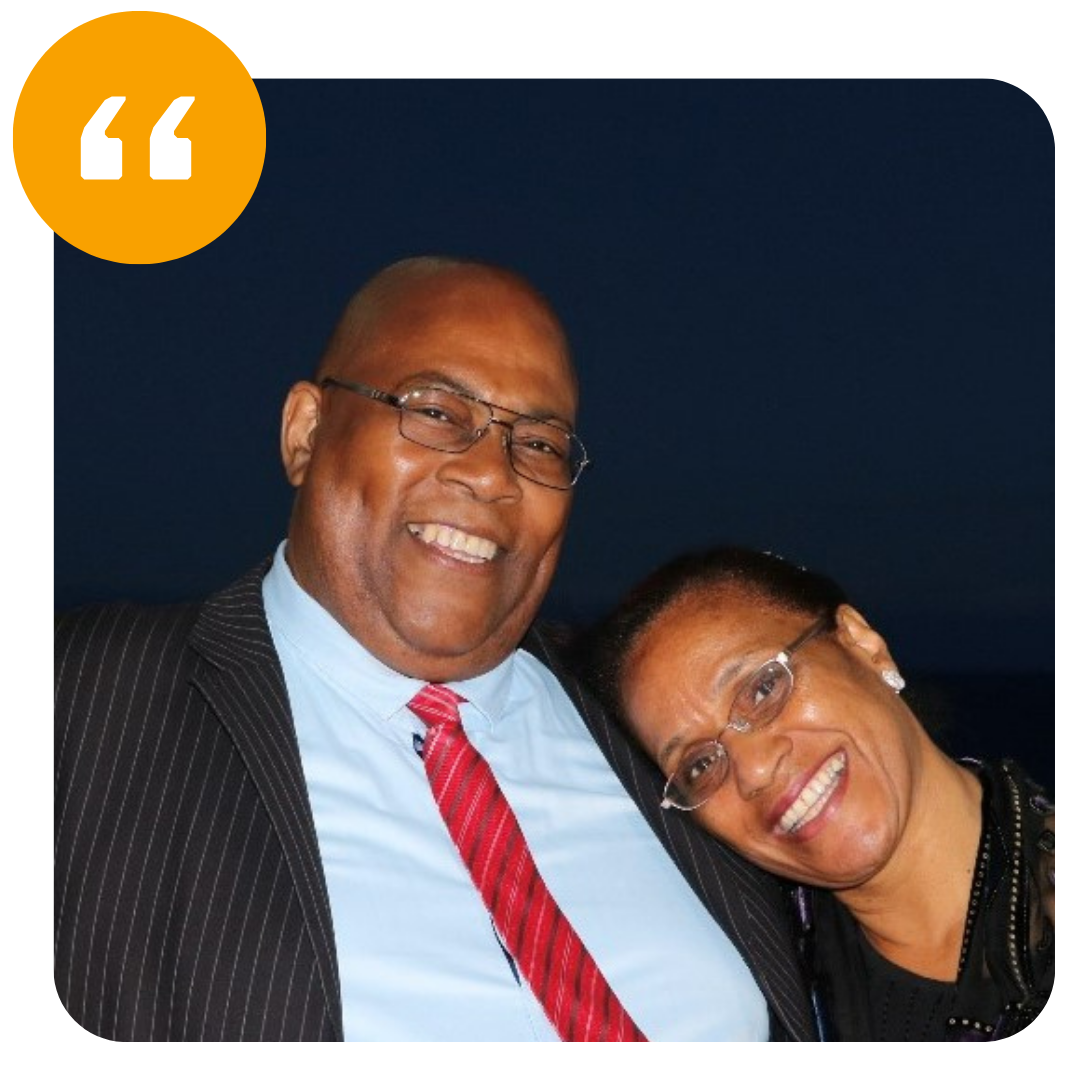 Alfred and Grace with quotation mark