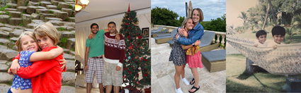 Images of Gracie and Laura, and Arjun and Rudy as children and then when older