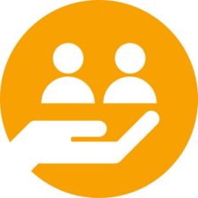 Hand with people icon