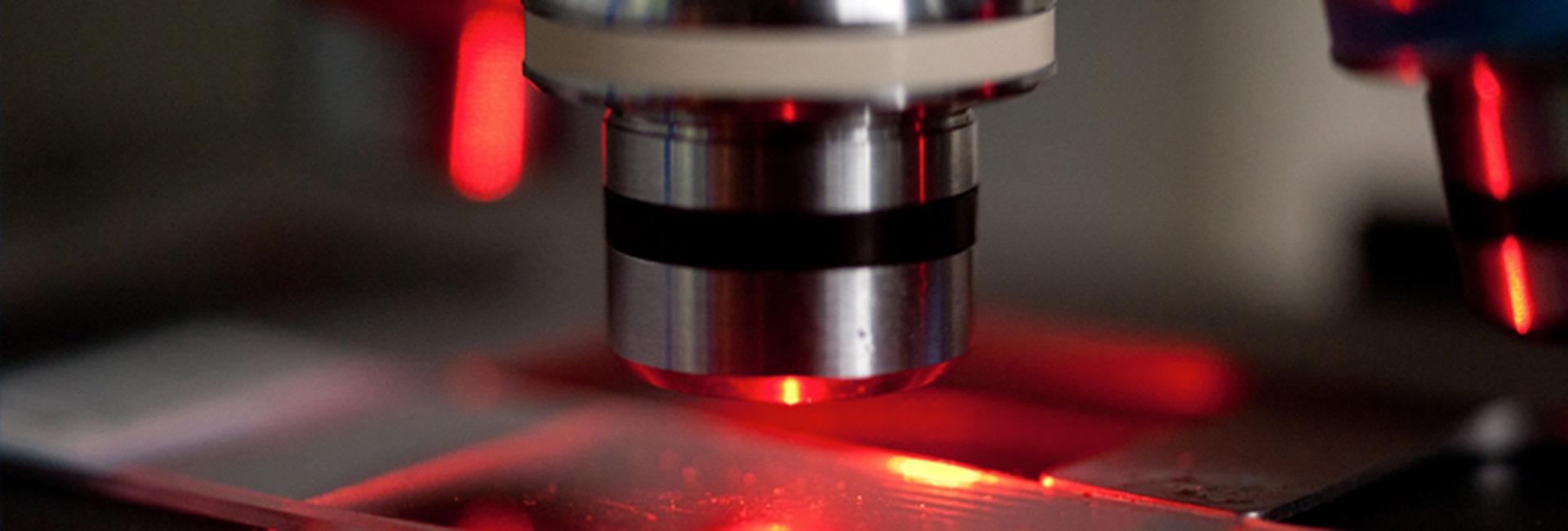 Close-up of a microscope lens