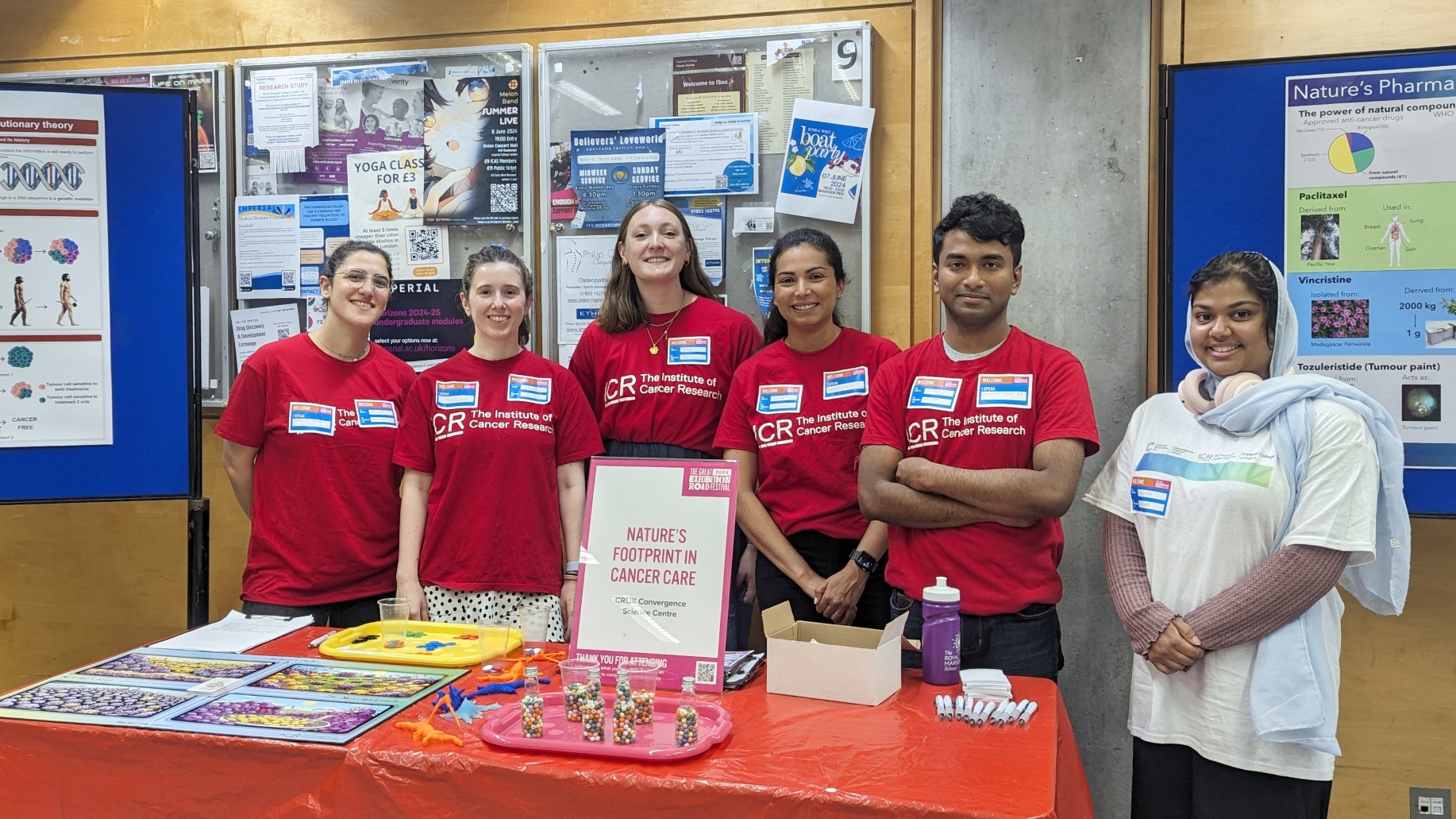 ICR public engagement volunteers standing at their booth at the Great Exhibition Road Festival