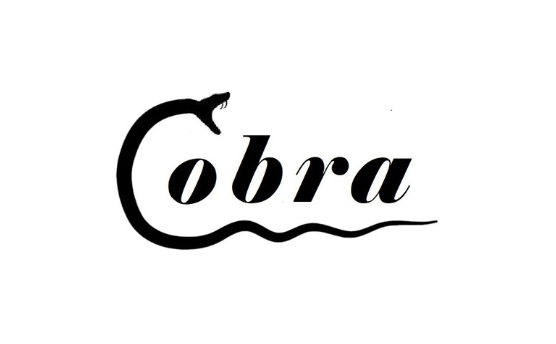 Logo for the COBRA trial. The C is in he shape of a cobra snake.