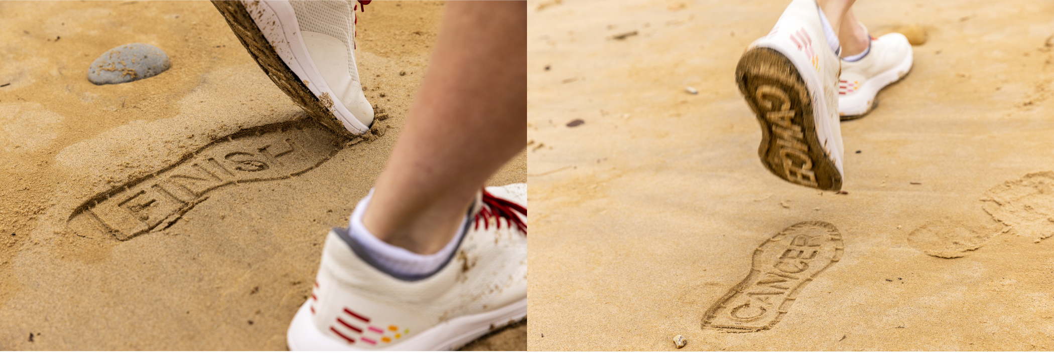 Finish cancer imprints on beach The words finish and cancer imprinted in the sand