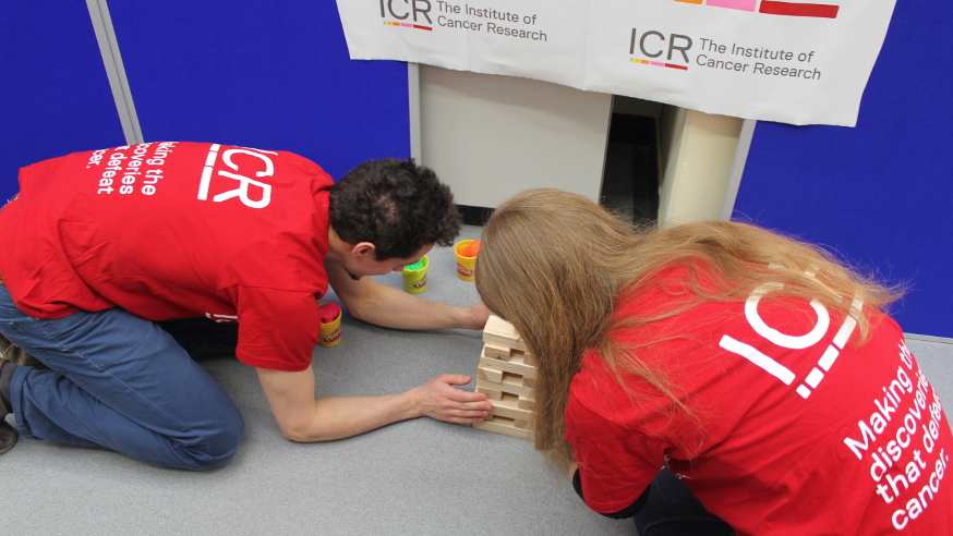 A Jenga tower used to represent how mutations damage cells, Royal Holloway Science Festival 2015